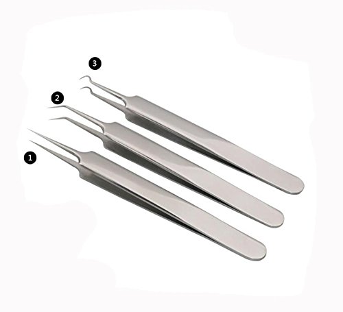 1Set (3St) Silber Professionelle entfernen Mitesser Pinzette Set -Edelstahl gerade/schräg & Spitz Splinter/Bend gebogen Blemish Extractor Werkzeug für Akne hilft bei Zystische Blemish Whitehead in