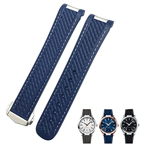 IOTUP Uhrenarmband aus Gummi mit gebogenem Ende, passend für Omega Seamaster 300 AT150 Aqua Terra 8900 Speedmaster Silikon-Uhrenarmband, 19 mm, 20 mm, 20 mm, Achat