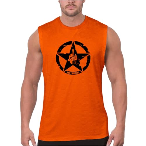 Tank Top Herren Sommer, Shirt Herren Sport, Ärmelloser Muskelshirt mit Druck Fitness Work Out Unterhemd Funktionsshirt Mit Rundhals-Ausschnitt Lässig Locker Tee Top Funktionsshirt 2024