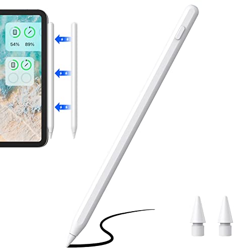 Stift für iPad mit kabelloser Aufladung, iPad Stift kompatibel mit iPad Pro (2018–2024), iPad Pro/iPad/iPad Mini/iPad Air Pencil für Apple iPad mit Neigungserkennung bei Handflächenabweisung