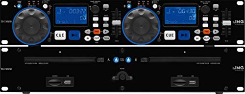 IMG Stageline CD-230USB DJ Dual-CD und MP3-Spieler mit USB 2.0-Schnittstelle, Cinch-Anschlüsse und SD/MMC Card-Slot, in Schwarz