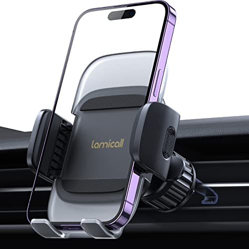 Lamicall Handyhalterung Auto, Handy Autohalterung - [2024 Federclip] Universal Lüftung Handyhalter Auto, 360 Grad Vent KFZ Halterung für iPhone 15/14/13/12 Pro Max Plus, Samsung 4-7 Zoll Smartphone