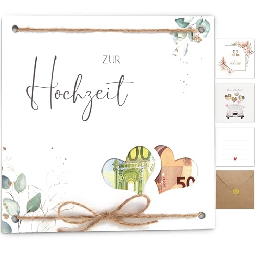 Hochzeitskarten Geldgeschenk Hochzeitsgeschenke für Brautpaar Geld,Karte Hochzeit kuvert Geldgeschenk Verpackung geschenke hochzeit hichzeitsgeldgeschenke Glückwunschkarte boho schlicht(Eukalyptus)