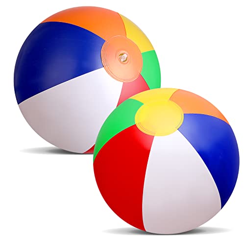 Abeillo Wasserball Aufblasbar, 2 Stück Bunt Strandball Aufblasbare Wasserbälle, 13 Zoll Inflatable Strandbälle, Schwimmball, Wasserball für Beach Balls Pool Party - Kinder und Erwachsene