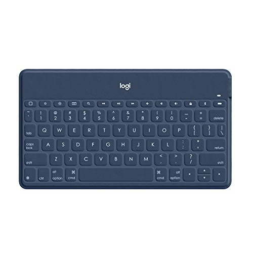 Logitech Keys-to-Go Kabellose Tablet-Tastatur, Bluetooth, iOS-Sondertasten, Ultraleicht & Geräuschlos, 3-Monate Akkulaufzeit, Fürs Tablet und Smartphone, Skandinavisches QWERTY-Layout, Blau