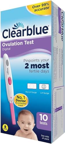 Digitales Ovulationstestkit (OPK) - Clearblue , Hilft Ihnen nachweislich dabei, schwanger zu werden, 1 digitaler Halter und 10 Ovulationstests, Verpackung kann variieren