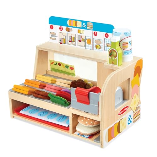 Melissa & Doug hölzerne Schneiden und Stapeln Sandwich Counter | Rollenspiel Holzspielzeug | Food Game | 3+ | Geschenk für Jungen oder Mädchen, 13.5 x 8 x 8.5 cm