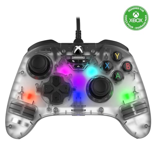 Snakebyte Gamepad RGB X transparent - lizenzierter, kabelgebundener Xbox Series X|S & PC Controller, präzise Hall-Effect-Sensoren, RGB-Beleuchtung (Transparent)