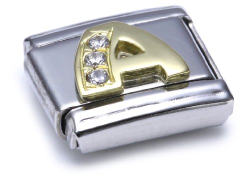 Nomination Comp. Classic BUCHST. Edelstahl, 18K-Gold und Cubic Zirc. (A) 030301