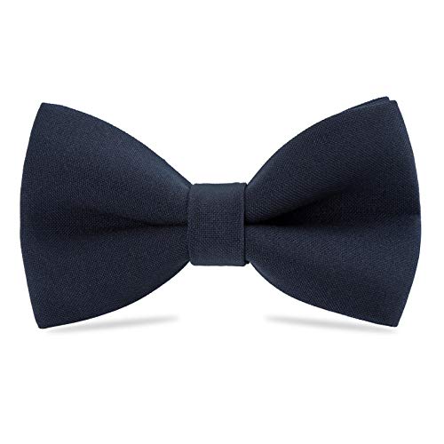 WELROG Klassische gebundene Fliege Kids & Men’Formal Solid Tuxedo Gabardine Einstellbare Fliege Krawatte für Erwachsene & Kinder für Hochzeitsfeier Ausgefallene Plain Bowties (Navy blau)