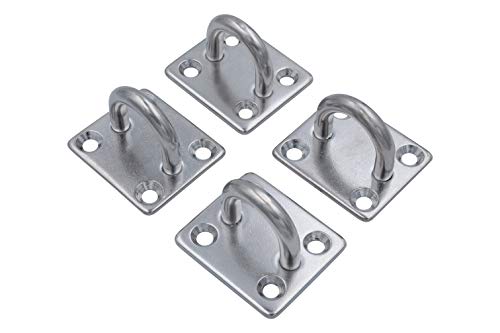 4er SET Augplatte 40x35mm aus A2-AISI 304 Edelstahl Zurröse Wandöse Decksplatte Ösenplatte Mastplatte für Schiff Boot Yacht zur Ladungssicherung Wandbefestigung Deckenbefestigung in Marinequalität