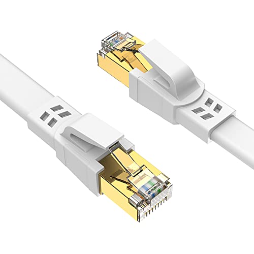 Ercielook Lan Kabel 1m, Hochgeschwindigkeits-Cat8-Netzwerkkabel für den Außen- und Innenbereich, 40 Gbit/s, 2000 MHz mit vergoldetem RJ45-Stecker, wetterfest, UV-beständig für Router/Gaming/Modem