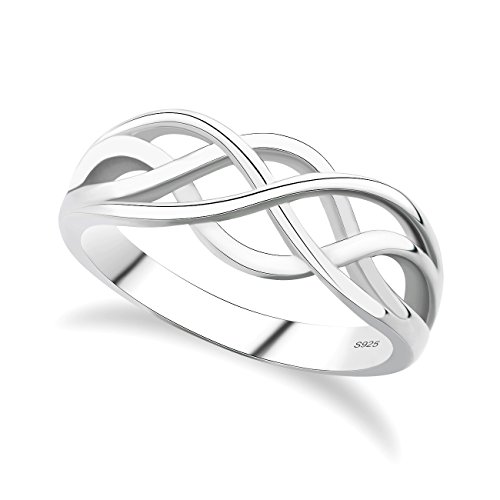 GULICX Hochzeitsringe 925 Sterling Silber, Damen Kreuz Liebesknoten Eheringe Verlobungsring Band Ring, Größe 49 bis 66, Frau/Freundin zum Geburtstag, Kommt mit Geschenk-Box