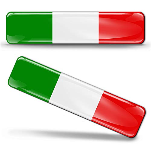 Biomar Labs® 2 x Aufkleber 3D Gel Silikon Stickers Italy Flag Italien Flagge Fahne Autoaufkleber F 13