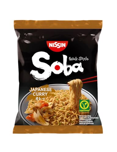 NISSIN Soba Bag – Japanese Curry, 1er Pack, Wok Style Instant-Nudeln japanischer Art mit Curry-Sauce und Gemüse, schnell in der Pfanne zubereitet, asiatisches Essen, vegetarisch (111 g)