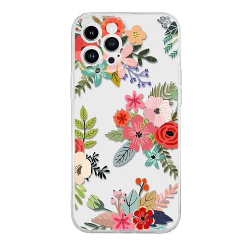 Rnrieyta Miagon Kreativ Blume Hülle für iPhone 8/7/SE 2020/2022/2023,Schmetterling Blätter Blumen Flower Serie Schutzhülle Transparentes Weich TPU Cover Dünne Kratzfeste Silikon Gel