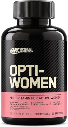 Optimum Nutrition ON Optiwomen, Multivitamin und Mineralstoffe Kapseln für Frauen mit Folsäure, Vitamin C, Vitamin D und B Komplex Hochdosiert, Haut und Haare Vitamine, 30 Portionen, 60 Kapseln