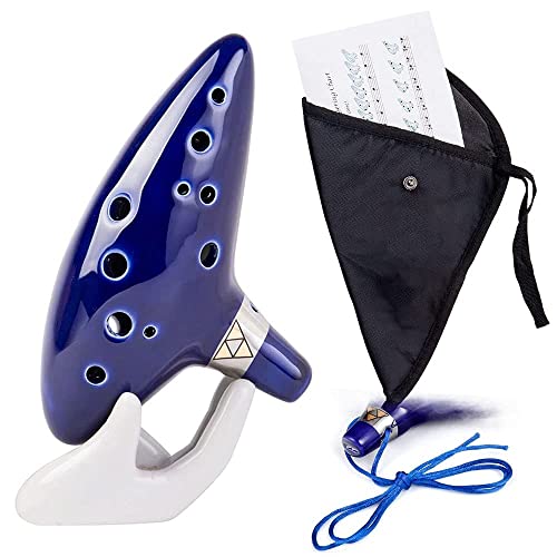 Czemo Zelda Okarina 12 loch Legende von Zelda Ocarina der Zeit, Zelda Alto C mit Schutztasche + Halterung + Umhängeband + Liedblatt-Anleitung