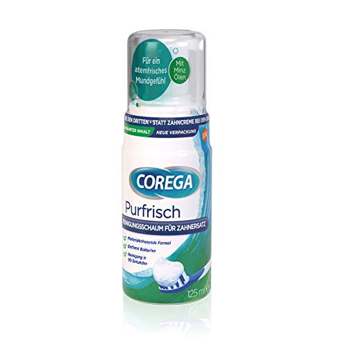 Corega Purfrisch Reinigungsschaum für Herausnehmbaren Zahnersatz/Dritte Zähne, 1x125ml