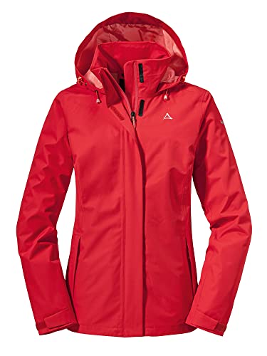 Schöffel Damen Jacket Gmund L, wind- und wasserdichte Regenjacke, atmungsaktive Outdoor Jacke, Wanderjacke mit verstaubarer Kapuze, lollipop, 42