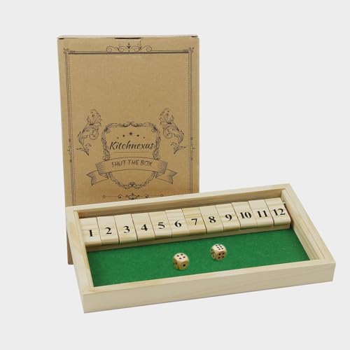 Kitchnexus Deluxe 2-Spieler Shut The Box Würfelspiel Holz Tisch Spiel Klassisch Würfelspiel Board Spielzeug (Grün)