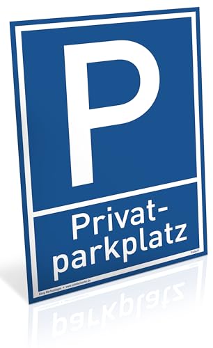 Schild Privat Parkplatz | Alu 20 x 30 cm | stabiles Alu Schild mit UV-Schutz | blau | Privatparkplatz Parken verboten | Dreifke®