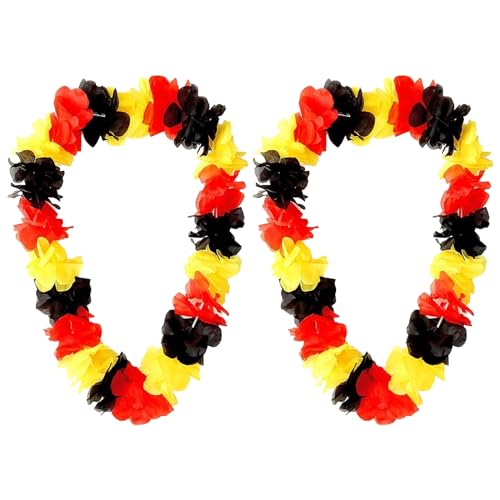 ALEGRE® 2 Stück Deutschland Fanartikel Blumenkette, Deutschland Flagge Girlanden Schwarz Rot Gelb, Foto Requisiten Blumenketten, Uropameisterschaft Fußball Party Deko, Geburtstag Zubehör Präsent