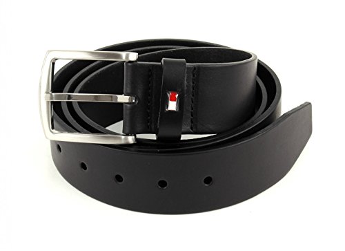 Tommy Hilfiger Herren Gürtel New Denton Belt 4.0 Ledergürtel, Schwarz (Black), 105