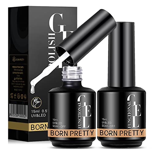 BORN PRETTY 15ML Top Coat Gel UV Set, Base Gel Unterlack und Überlack Base und Matte Top Coat Set UV LED Soak Off Gel Super Top Coat No Wipe Top Coat Gel UV 15ML Kit