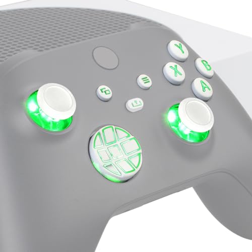 eXtremeRate Leuchttasten für Xbox Series X/S Controller, Custom Ersatz Knöpfe DTF LED Kit Tasten D-pad Thumbsticks ABXY-Menü-/Ansicht-Taste Buttons Zubehör für Xbox Core Controller-Symboltaste Weiß