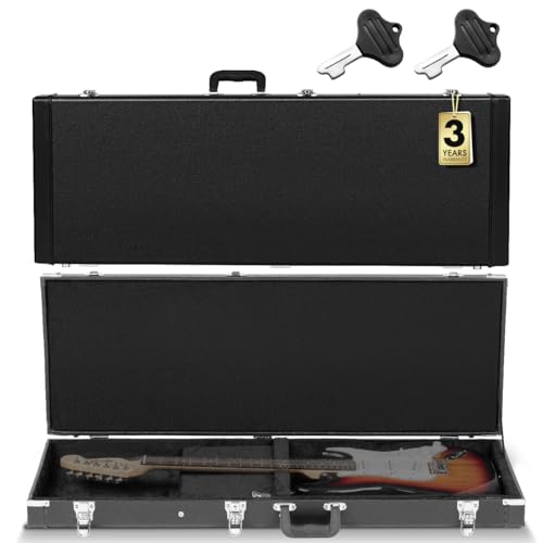 CAHAYA E-gitarrenkoffer Hartschalenkoffer für E-Gitarren Tragbarer Quadratischer Gitarrenkoffer Hardshell Schwarz CY0209