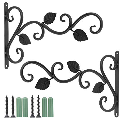 Fippy 2PCS Wandbehang Korbhalterungen, Eisen Pflanzen Kleiderbügel Wandhaken, Blumenampelhalter Pflanzenhalterung für Laternen Pflanzer Vogelhäuschen Windspiele