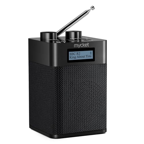 Mycket DAB/DAB+ Digital und UKW Radio, Tragbares DAB Radio, wiederaufladbarer USB MP3 Player mit Bluetooth/U Disk, 80 voreingestellte Sender, Kopfhörereingang, Radio für Zuhause– Schwarz