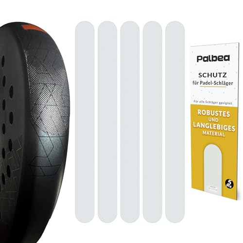 Palbea Padel Schläger Schutz im 5er-Pack - Grober & Leichter Padel Racket Rahmenschutz - Transparenter Schläger Tape - Langlebig & leicht austauschbar. Padel Tennis Schläger Maße 35 x 370 mm