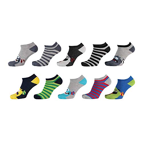 Lieblingsstrumpf24 10er Pack Socken Kinder Jungen Mädchen Baumwolle (Sneaker Socken Monster 31-34)