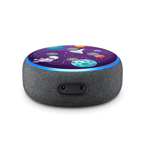 PrintAttack P085 | 2er Set Echo Dot Skin Folie Cover für Smart Speaker Alexa 3. Generation passgenau Schutzfolie selbstklebend (Kids Edition, 02 Space)