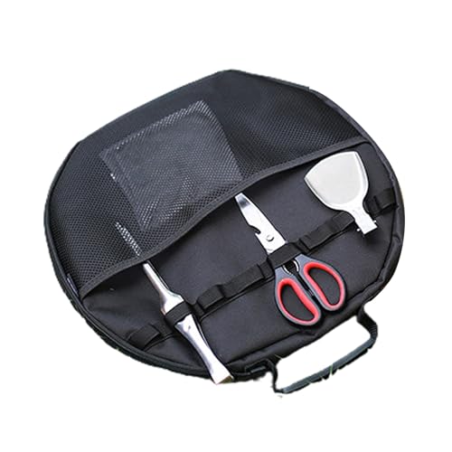 Avejjbaey Grilltasche, Frittier-Aufbewahrungstasche, Camping, Picknick, Kochgeschirr, Organizer, Tragetasche, Outdoor-Grill-Werkzeug für Küche, Camping, Brattasche, Kochgeschirr, Tragetasche, Schwarz