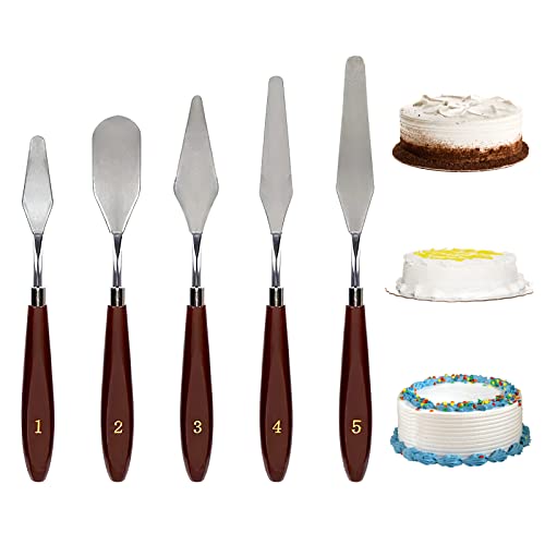 APOMOONS Spachtel Set Winkelpalette 5 Stück Tortenspachtel Cremespatel Torten Zubehör Set Malmesser für Torte, Backen, Konditorei, Strukturpaste