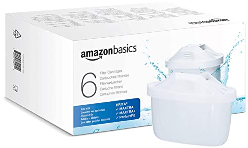 Amazon Basics Wasserfilterkartuschen, 6 Stück, passend für alle BRITA Systeme inkl. PerfectFit & Amazon Basics Systeme