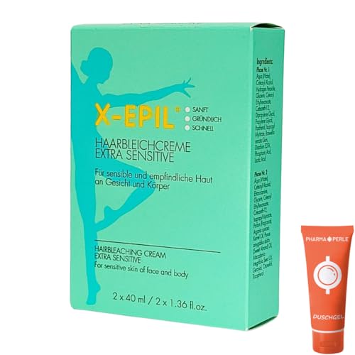 X-Epil Haarbleichcreme Extra Sensitive 2x 40 ml I Für sensible und empflindliche Haut an Gesicht und Körper I Bleichcreme I Haaraufhellung I Sanft, gründlich, schnell I Spar-Set plus give-away 1er Set