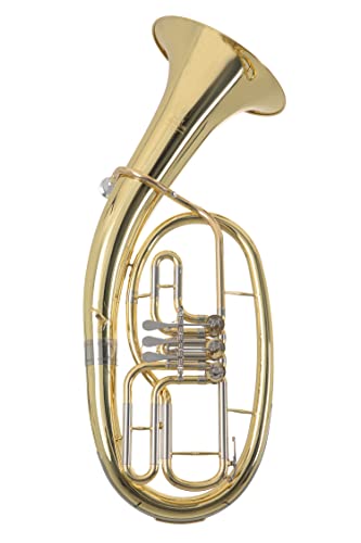 Roy Benson Bb-Tenorhorn TH-202 (Premium Kompaktmodell, mit Ø 26 cm Messing Schallstück, langlebigem Goldmessing Mundrohr, Neusilber Zügen, in lackiertem Finish, inkl. leichtem Formetui)