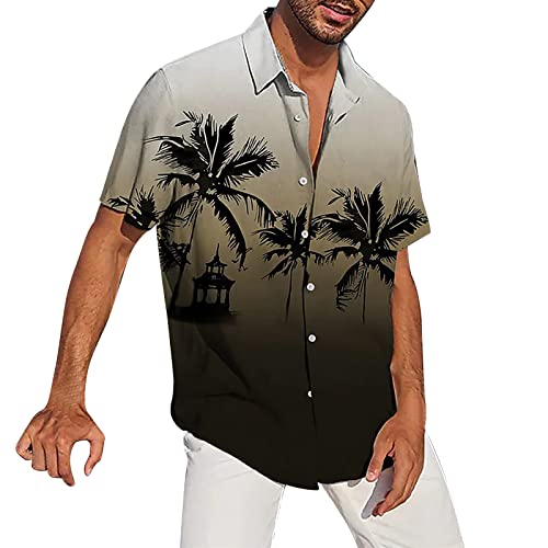 Generisch Leinenhemd Herren Kurzarm Hemd Sommer Freizeithemd Strandhemd Baumwolle Leinen Shirts Outdoor Hemd Herren WeißEs Sommerhemd Herren