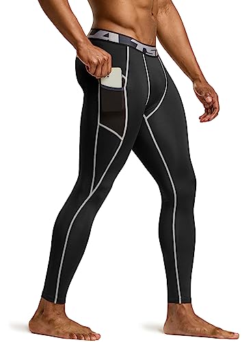 TSLA Herren Dri Fit Kompressionsunterwäsche Aktive Workout Sport-Leggings, Mup49 1pack - Black & Grey, M