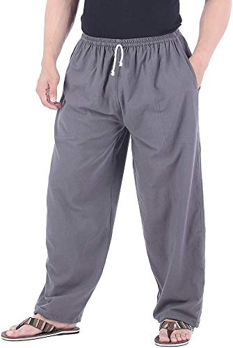 NOLLY 100% Baumwolle Casual Jogging Lounge Pyjama Yogahose Hose Elastische Taille Mit Kordelzug,Grey-S