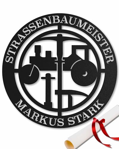 Zunftzeichen Straßenbauer – Spezialangefertigtes Metallschild, Robuste Wanddekoration, Emblem für Tiefbau & Infrastruktur, Ideal für Bauunternehmen & Büros, Persönliches Geschenk für Bauexperten