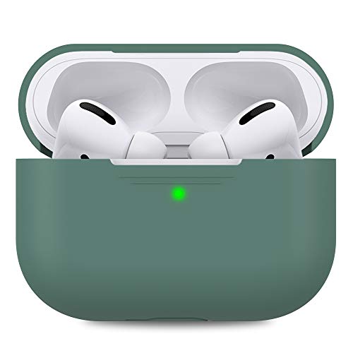 AHASTYLE Silikon Hülle für Airpods Pro Schutzhülle und Haut Case für AirPods Pro [Front-LED Sichtbar] [Kabelloses Laden] Kompatibel mit Airpods Pro 2019 (Ohne Karabiner, Kieferngrün)