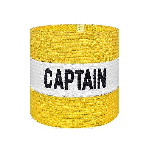 VerteLife Kapitänsband Spielführerbinde für Fußball und Rugby, Gummielastische Armbinde Kapitän Armbinde, Captains Armband für Kinder - Gelb