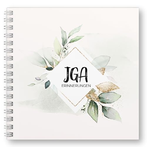 Fotospiel JGA Fotobuch by snaPmee - Erinnerung Junggesellinnenabschied Frauen - Hardcover Gästebuch für Fotoaufgaben - Spiralbindung - Größe 21x21cm, 300 g/m² Papier - Eukalyptus