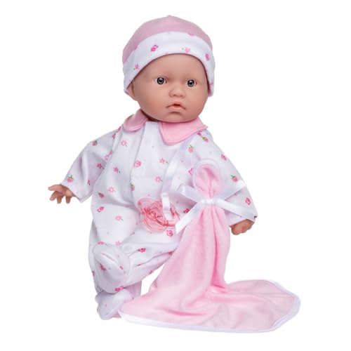 JC Toys – La Baby Puppe mit weichem Körper, 27,9 cm, waschbar, abnehmbar, Rosa, mit Hut und Decke, für Kinder ab 12 Monaten