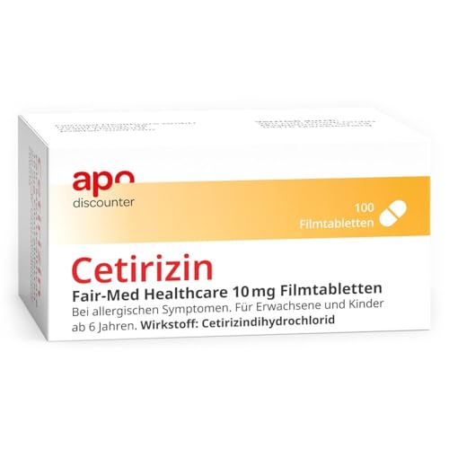 apodiscounter Cetirizin 10 mg - 100 Stück Allergie-Filmtabletten gegen Heuschnupfen, Allergien, Nesselsucht & allergische Bindehautentzündung - schnelle & zuverlässige Hilfe